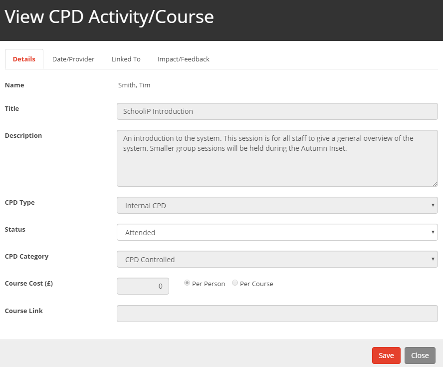 View CPD Activity/Course