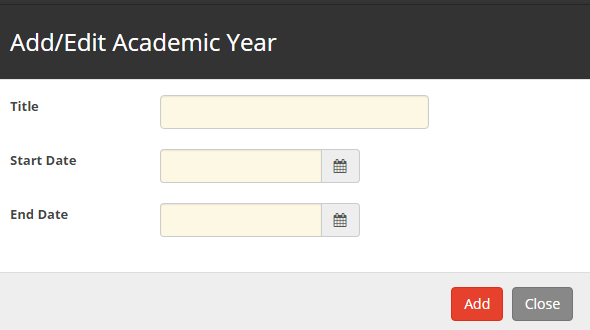 Add/Edit Academic Year