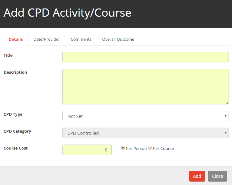 Add CPD Activities/Courses