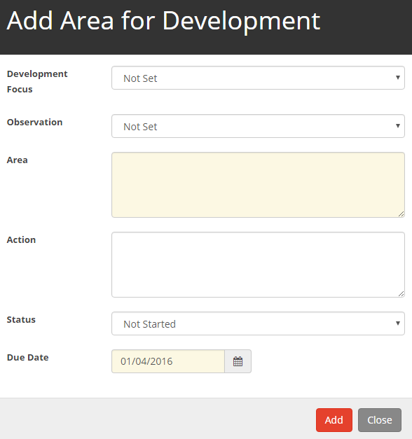 Add Area for Development