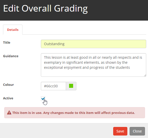 Edit Overall Grading