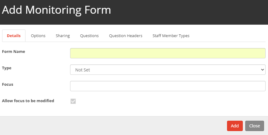 Add Monitoring Form