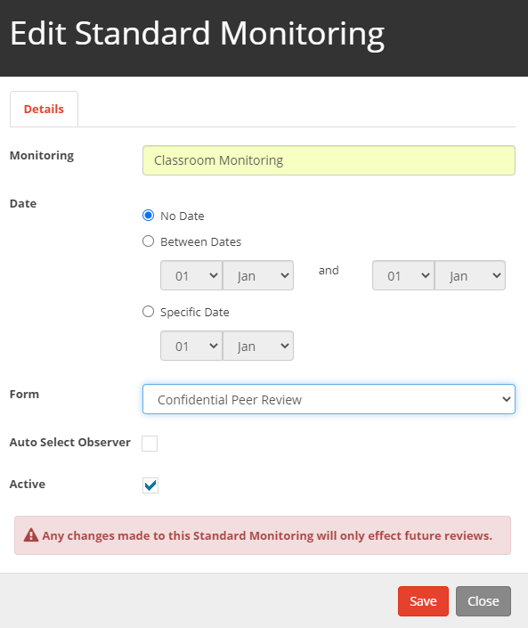 Edit Standard Monitoring